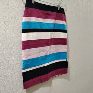 Loft -0-multicolor color block knee high double side slit skirt‎